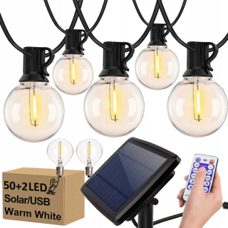 DLHÉ SOLÁRNE GARLANDOVÉ ZÁHRADNÉ LAMPY 50LED ŽIAROVKY NA BALKÓN